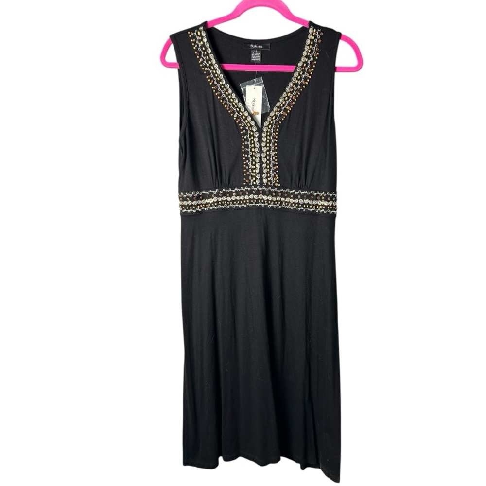 Style & Co Black Sleeveless Midi Dress